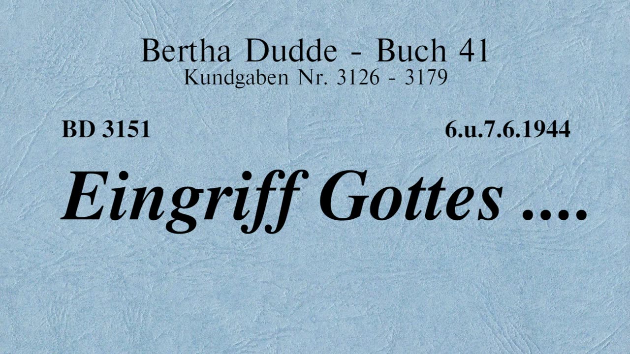 BD 3151 - EINGRIFF GOTTES ....