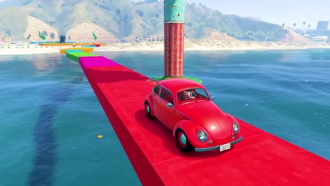 GTA V New Epic Parkour Race For Car Racing Challenge by Cars and Motorcycle, Founded Spider Shark3