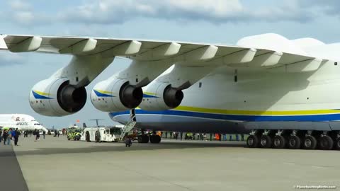 ANTONOV AN-225 - CLOSE UP PUSHBACK of WORLDS LARGEST AIRCRAFT at ILA 2018 Air Show!