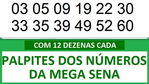 PALPITES DOS NÚMEROS DA MEGA SENA COM 12 DEZENAS ua ub uc ud ue uf ug uh ui uj uk ul