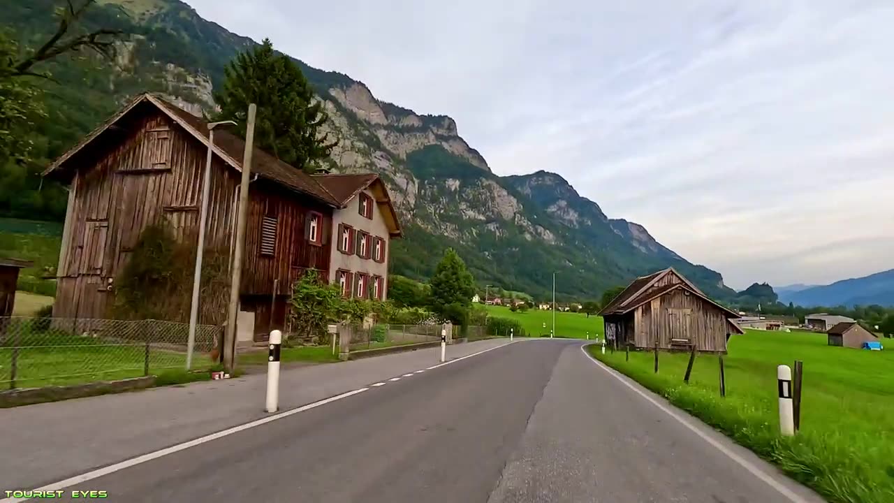 Driving in Swiss ( Flums ) One of the most beautiful Village in switzerland - (2) 4K