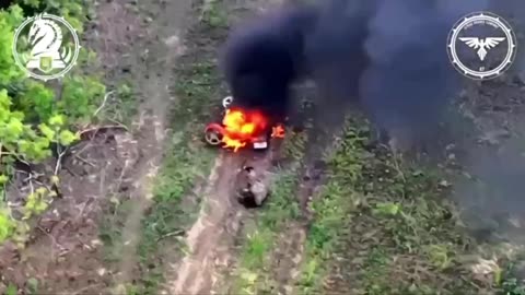 Ukrainian Drone Running Down a Russian on Dirt Bike