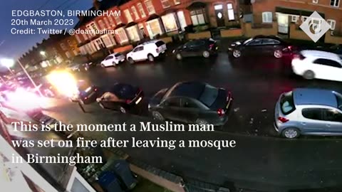 Moment elderly Muslim set on fire by another Muslim