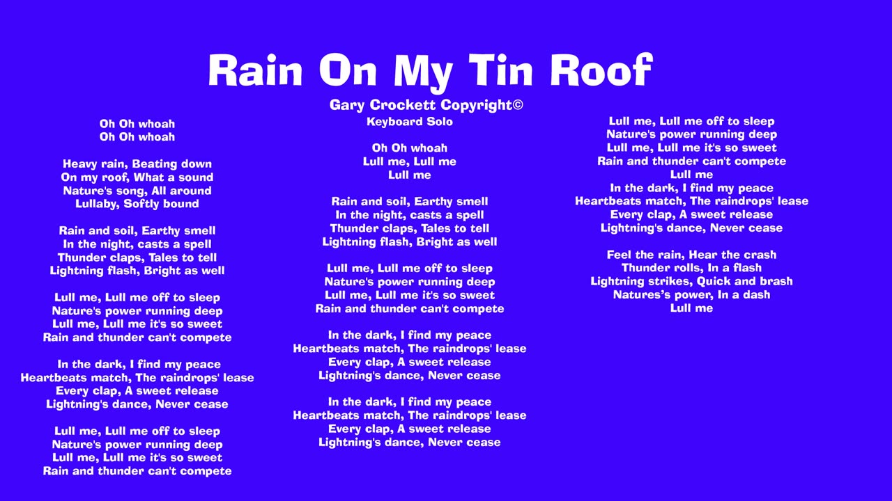 Rain On My Tin Roof Song