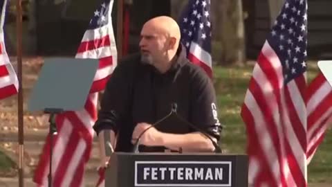 Funny Fetterman speech where American flags fall over