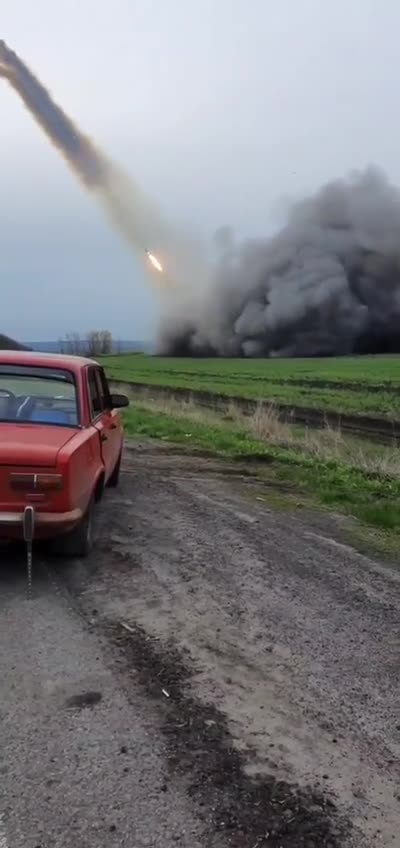 Ukrainian Grad Truck Unloads