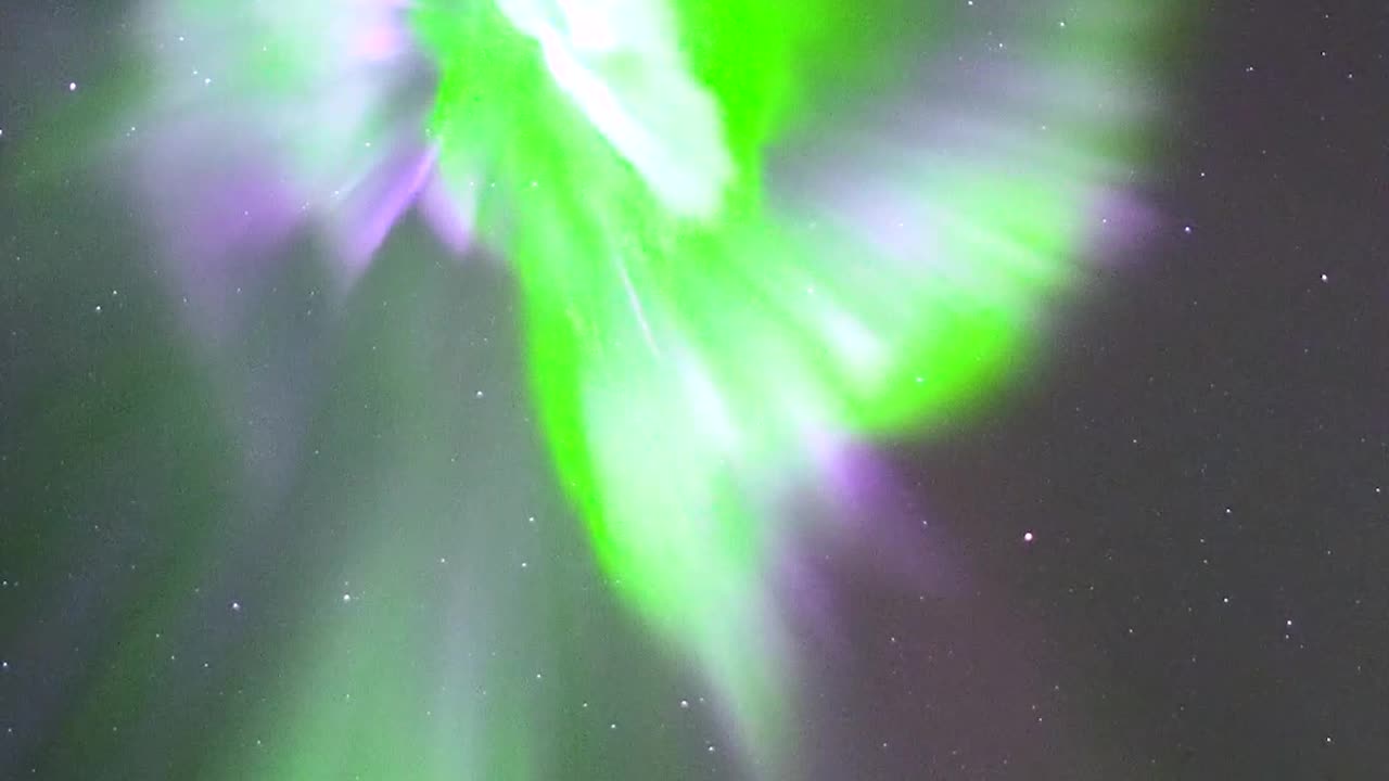 Looking Up At the Aurora Borealis in Manitoba