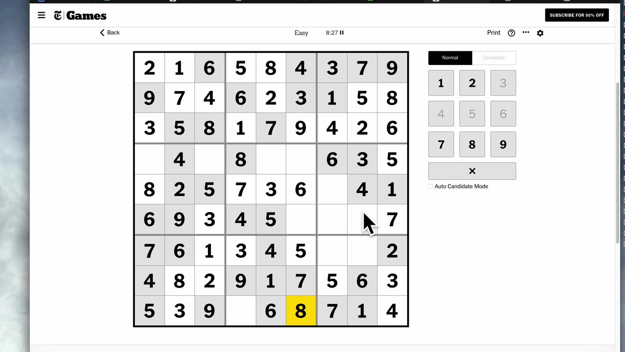 Sudoku 2023-06-21 easy. Featuring my wife :)