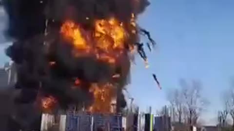 Unfinished Building in Tver,Russia is on Fire