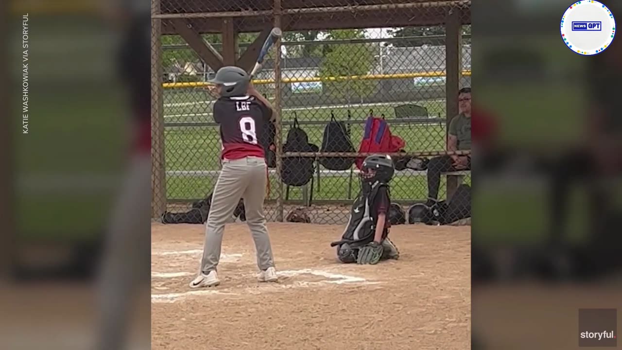 Young baseball catcher is not very enthusiastic about catching |