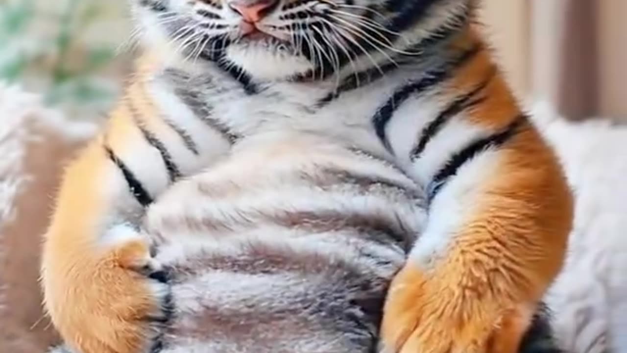 Baby Tiger Cub Fat Tummy So Cute