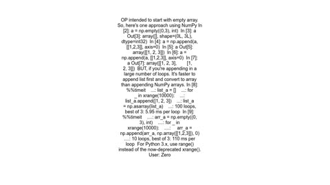 NumPy append vs Python append