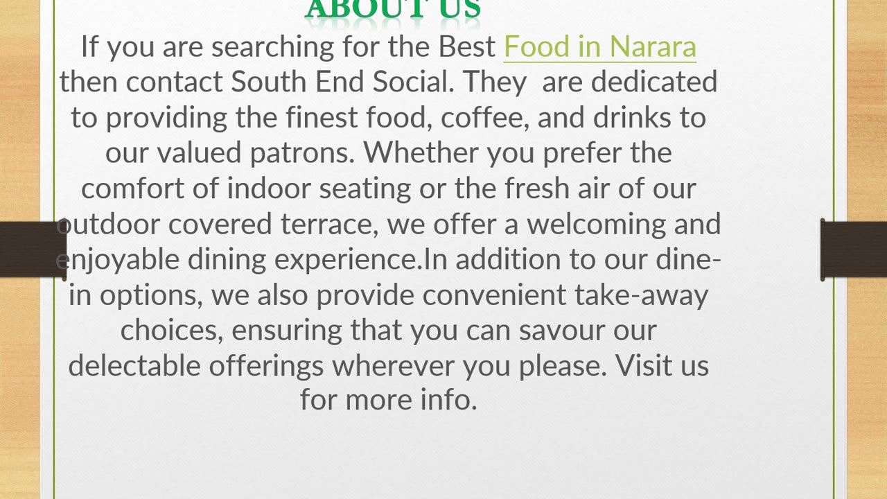 The Best Food in Narara