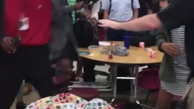 Students Riot in High School Lunch Room- Completely out of control.