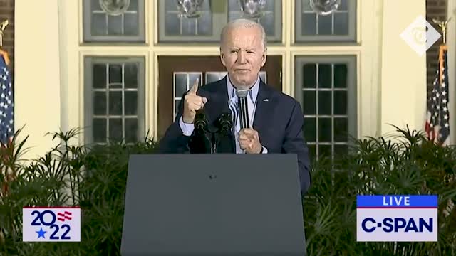 59_Moment Joe Biden trips on stage during a speech in New York US Midterms