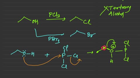 SN2 reaction of alcohol with PCl3 and PBr3