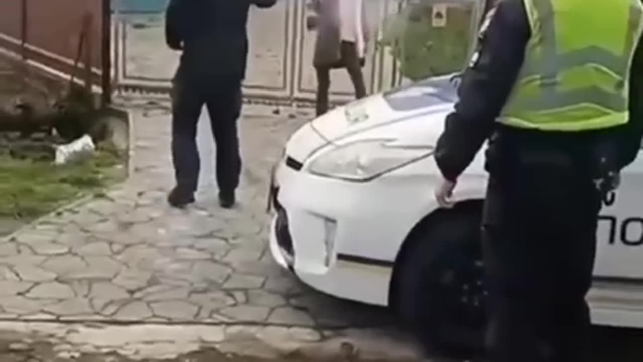 A Ukrainian woman with a machete puts the police on the run. It's unclear