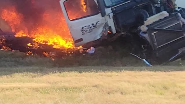 Amazon Prime Semi-Truck Burning on Interstate