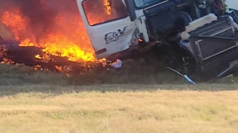 Amazon Prime Semi-Truck Burning on Interstate