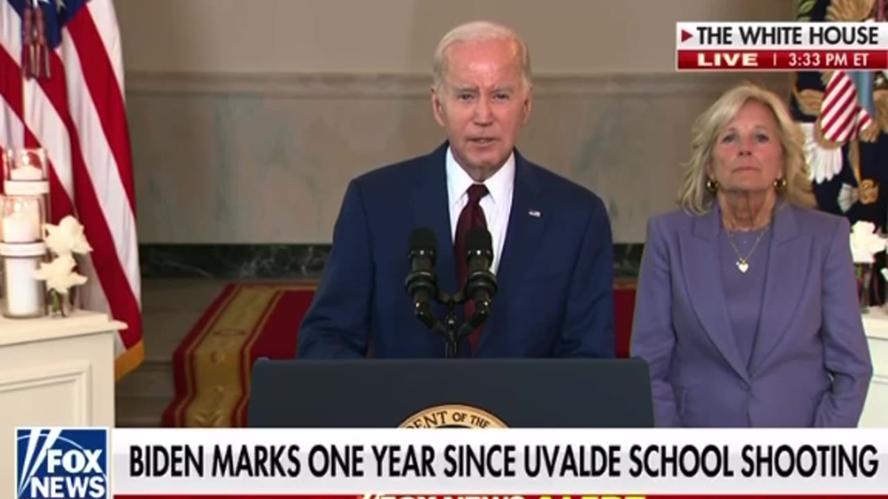 Biden talking school shooting trying to tug at the emotions.
