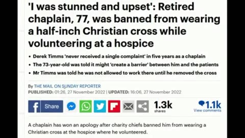 Chaplain banned for hospice for wearing a cross (Gemma O'Doherty) 28-11-22