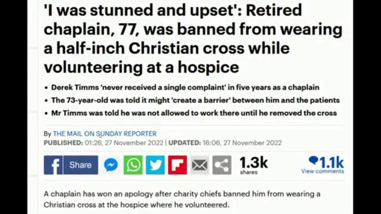 Chaplain banned for hospice for wearing a cross (Gemma O'Doherty) 28-11-22