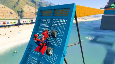 GTA V Epic New Stunt Race For Car Racing Challenge by Quad Bike, Cars and Motorcycle, Spider Shark6