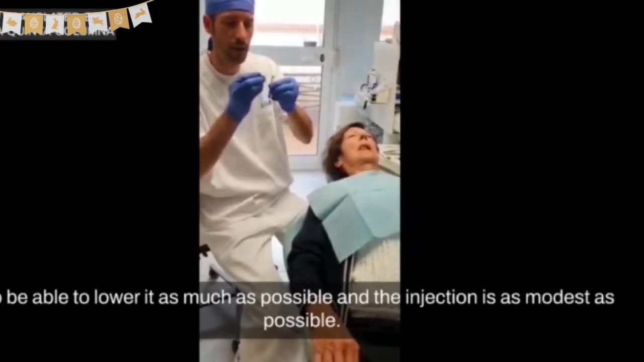 Dentist injects anesthetic using the Sevillano-Delgado magneto-thermal depuration technique.