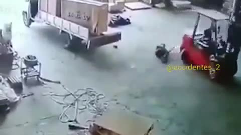 Forklift Driver Manages To Run Himself Over Repeatedly