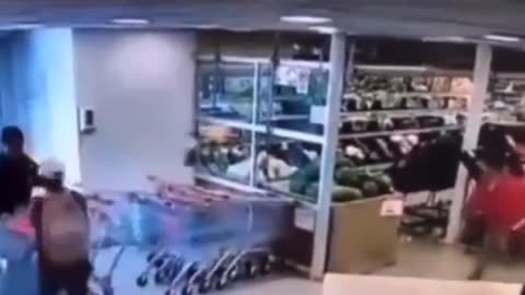 Shoplifter takes a flying COKE BOTTLE to the head