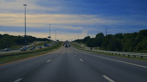 Traveling on the highway on a sunny day