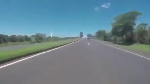 A terrible motorcycle accident on the highway !!! At a speed of 300 km _ h! Helmet camera