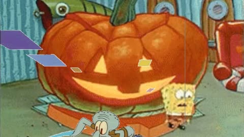 Squidward Is Playing With Tiles While SpongeBob Comes Out Of A Pumpkin 🎃