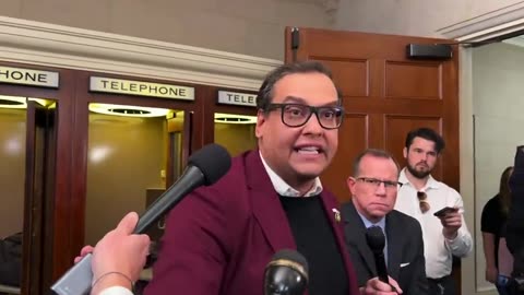 Sassy Congressman George Santos screaming on Capitol Hill.