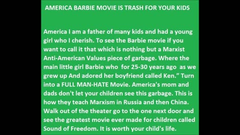 AMERICA BARBIE MOVIE IS TRASH FOR YOUR KIDS