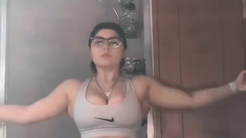 Beautiful girl showing fitness