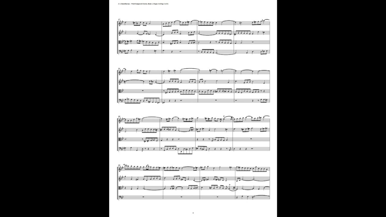 J.S. Bach - Well-Tempered Clavier: Part 1 - Fugue 14 (String Quartet)