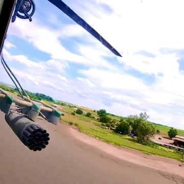 Ukrainian Attack Helicopter Unloading on Russian Positions