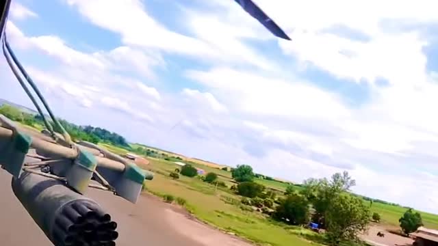 Ukrainian Attack Helicopter Unloading on Russian Positions