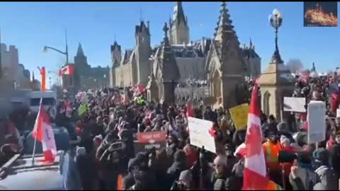 Ottawa Protesters Chant Freedom, Parliament Hill