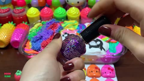 SATISFYING WITH CLAY PIPING BAG & FOAM SLIME and GLITTER | Mixing Random Things Into GLOSSY Slime