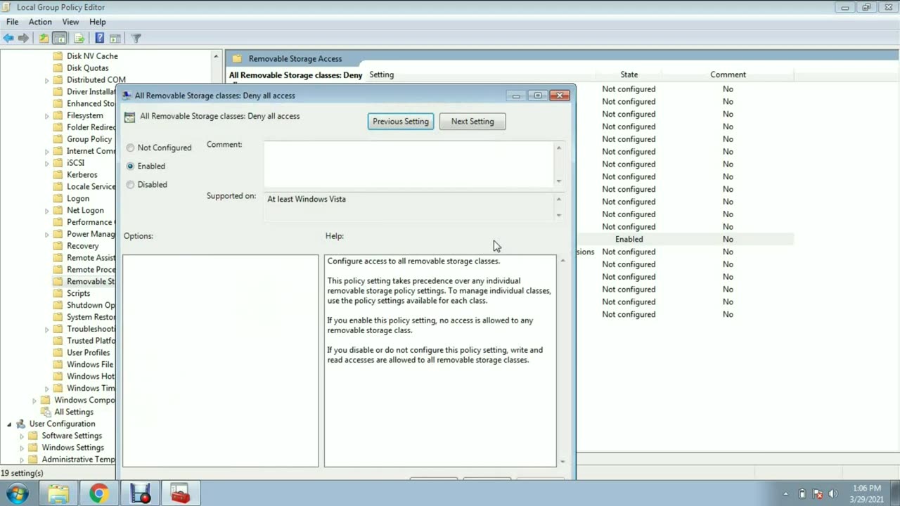 Disable USB Storage Devices in Windows 7 & 10 Removable storage classes Deny all access