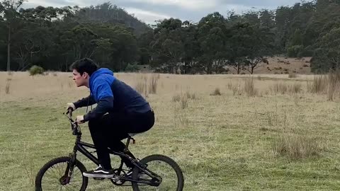 Riding a bicycle