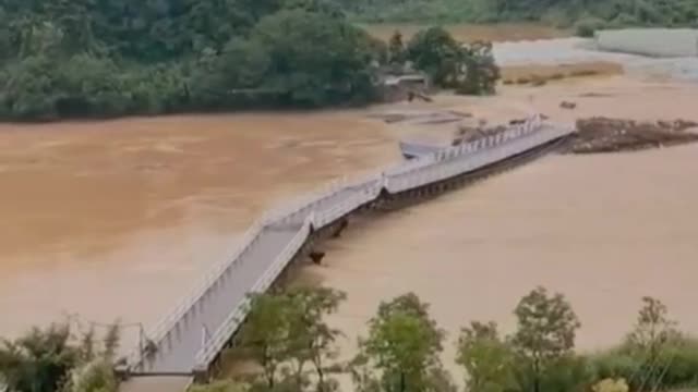 Due to flooding, the connecting bridge was cut off
