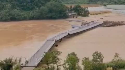 Due to flooding, the connecting bridge was cut off