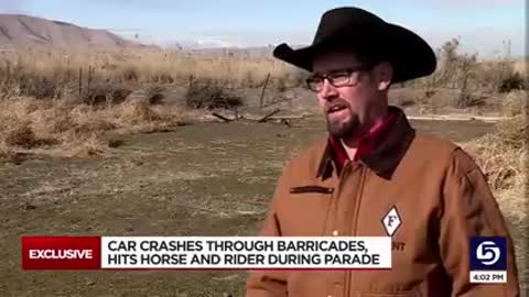 Car crashes through barricades, hits horse and rider during Christmas parade