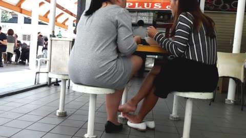 Shoeless bare feet...