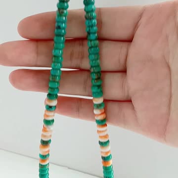 Faceted Amazonite beads Red spiny oyster and sun stone gemstone pendant necklace06