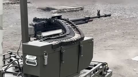 Ukrainians Testing Ground Based Machine Gun Drone