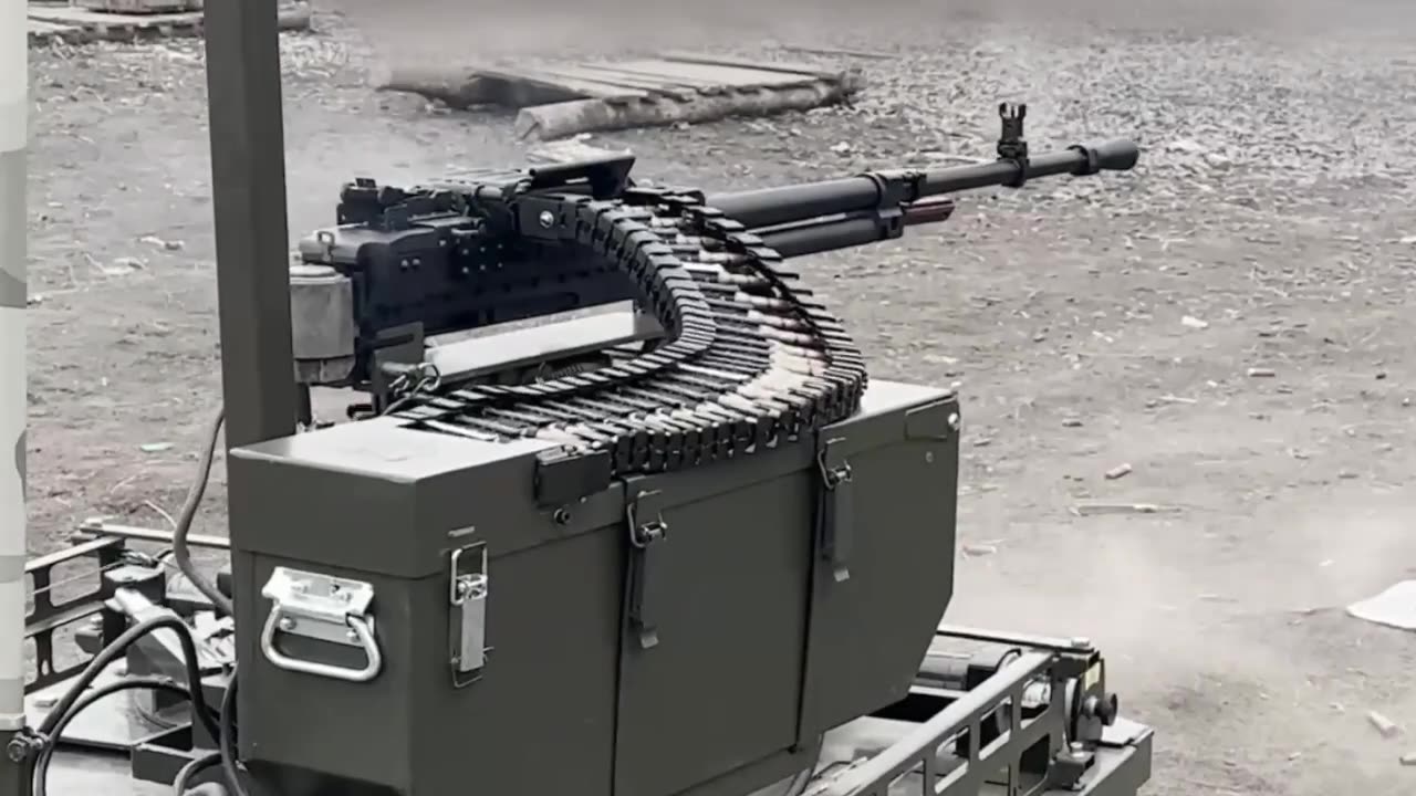 Ukrainians Testing Ground Based Machine Gun Drone